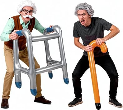 Inflatable Zimmer Frame-Inflatable Walker and Cane - Retirement Party Decorations Gag Funny Old Age Costume Accessories, 40, 50, 60th birthday party decor Christmas Birthday gifts for men