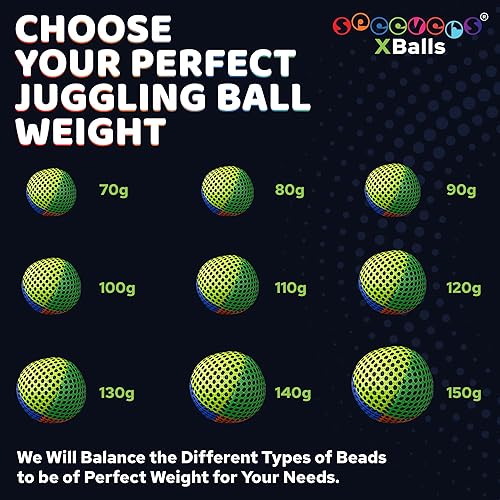 Miniatura 8 de Pelotas para malabarismo Speevers, 3 pelotas para principiantes y profesionales, 14 colores disponibles, 2 capas de red y funda de transporte,