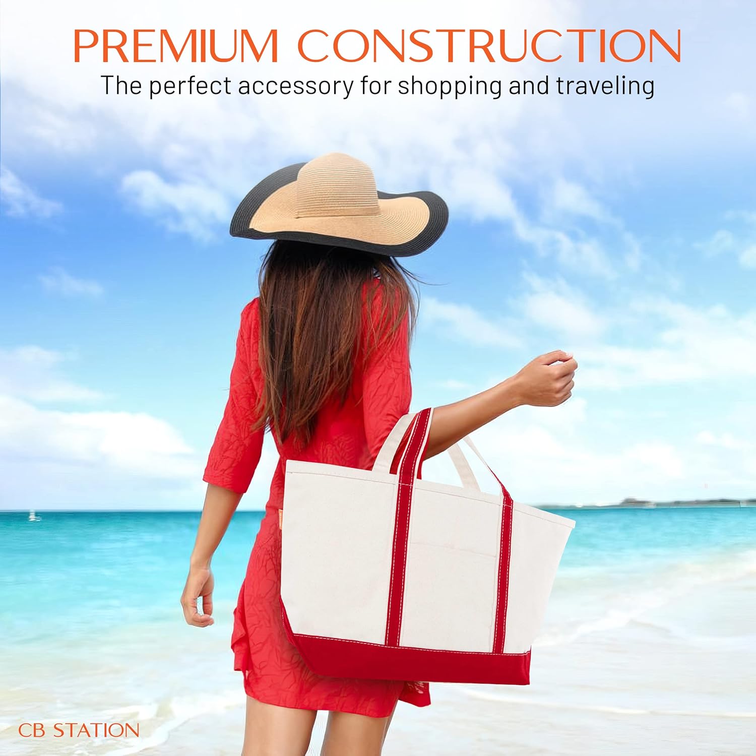 CB STATION Large Classic Tote - Canvas Tote Bag for Women - Multi-Colored Design, Perfect for Travel and Shopping - Image 8