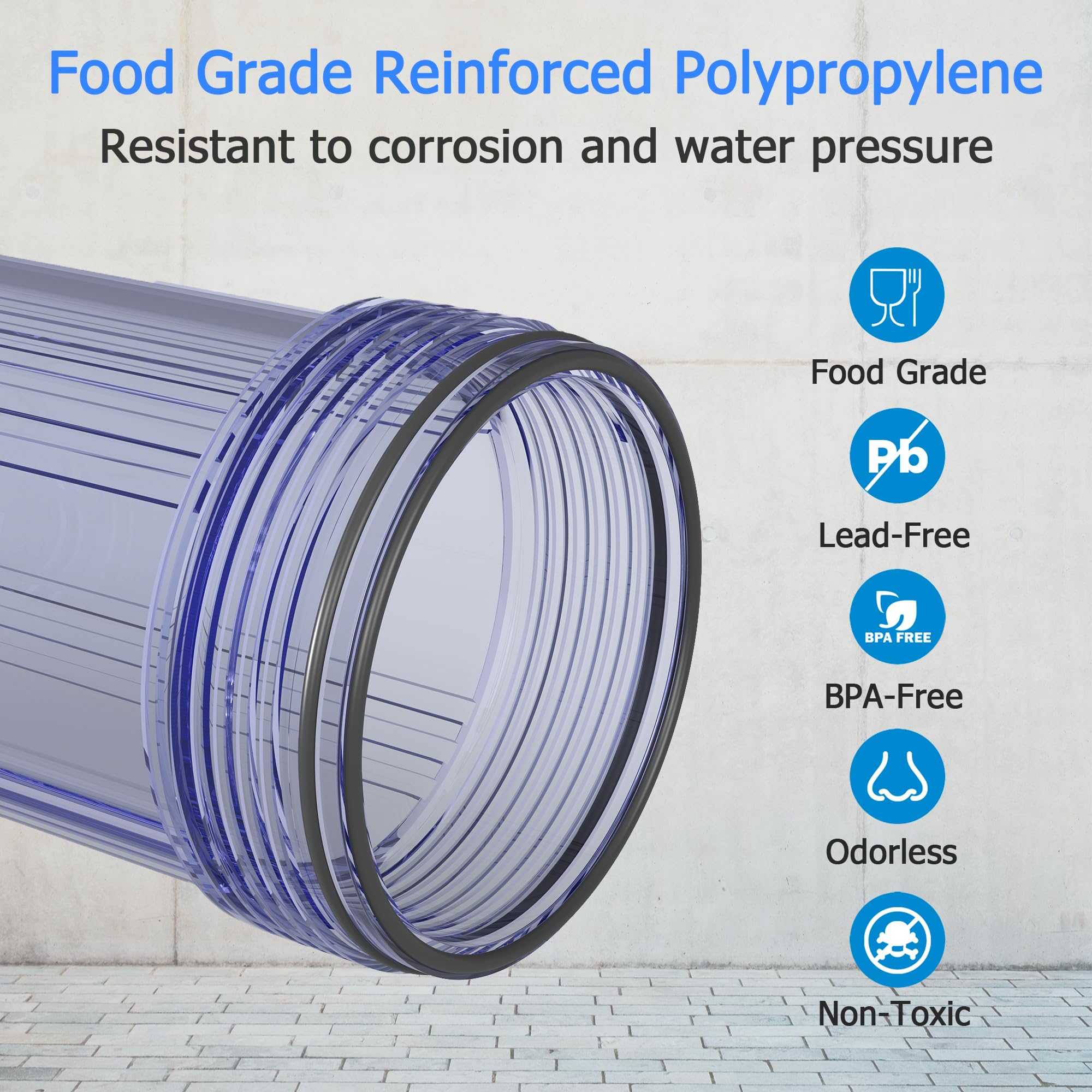 MewMore WHT20 Alloggiamento Filtro Acqua Per Tutta La Casa - 50.8x11.4 Cm, Ingresso 1" NPT, Per Pozzo E Acqua Cittadina