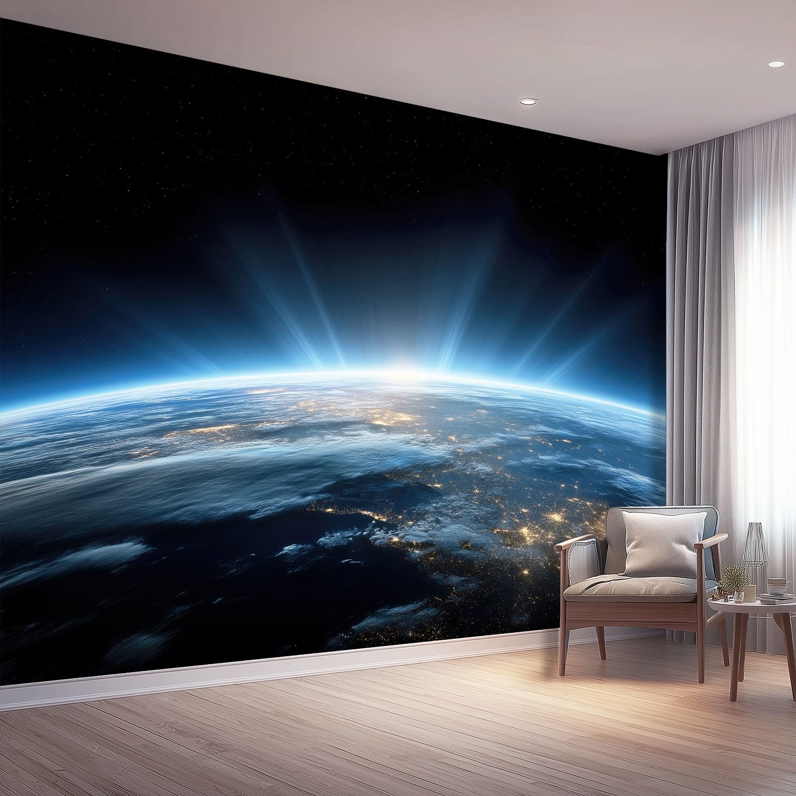Fototapeta 350 x 256 cm ściany dekoracja salonu design natura do sypialni salonu tapeta z włókniny, głęboki niebieski wszechświat nocne niebo