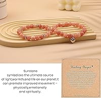 Vista 110 de 2Pcs Healing Crystal Bracelets for Women Handmade Beaded Bracelet Healing Prayers Crystal 8mm Natural Stone Beads Bracelet Stress Relief Get Well