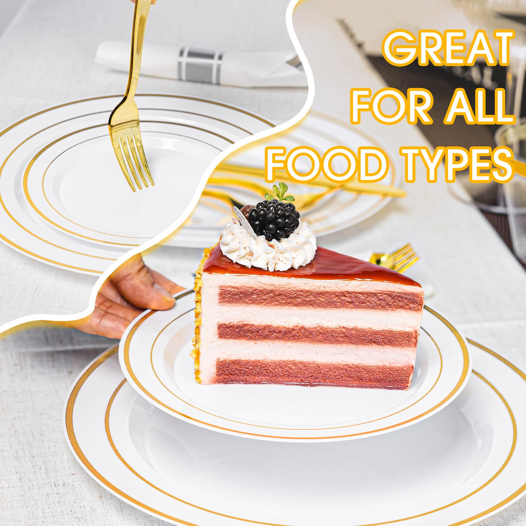 Gold Disposable Plates Set - 350 Piece -6