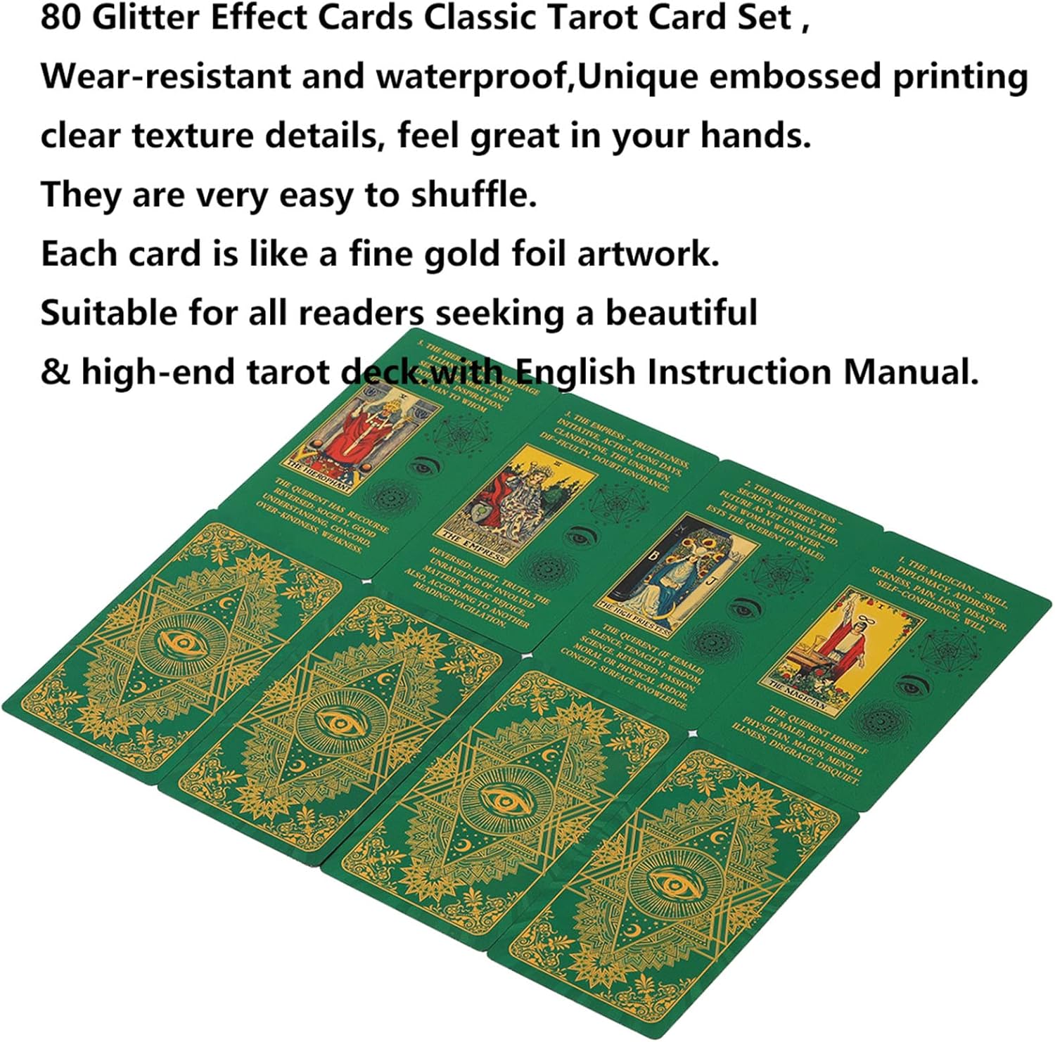 Tarot Cards Deck, Water Proof with Guidebook Divination Discoloration Cards, Fortune Telling Game Set for Family Reunion Beginners Expert Readers for Christmas Birthday, B