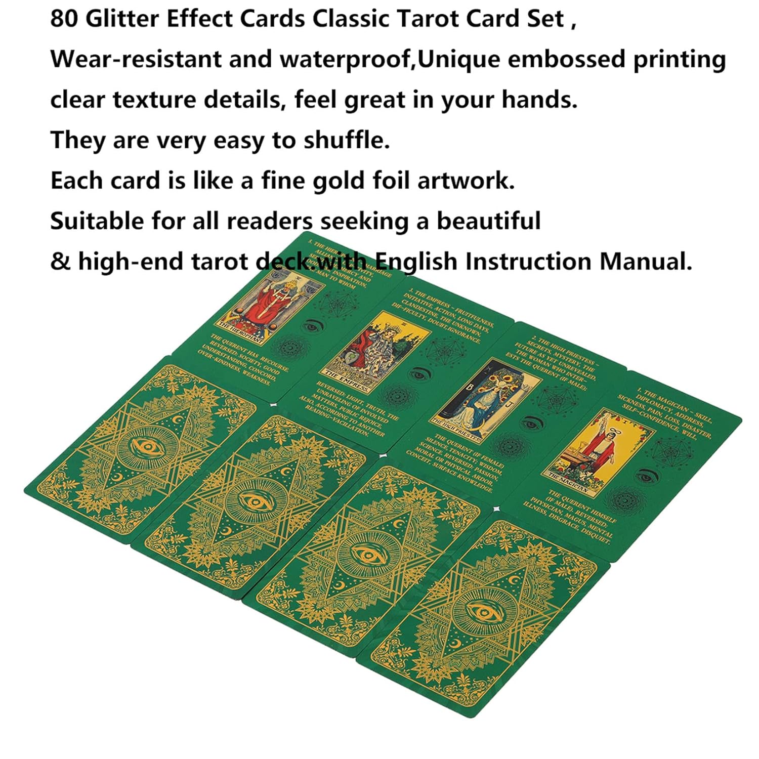 Tarot Cards Deck, Water Proof with Guidebook Divination Discoloration Cards, Fortune Telling Game Set for Family Reunion Beginners Expert Readers for Christmas Birthday, A