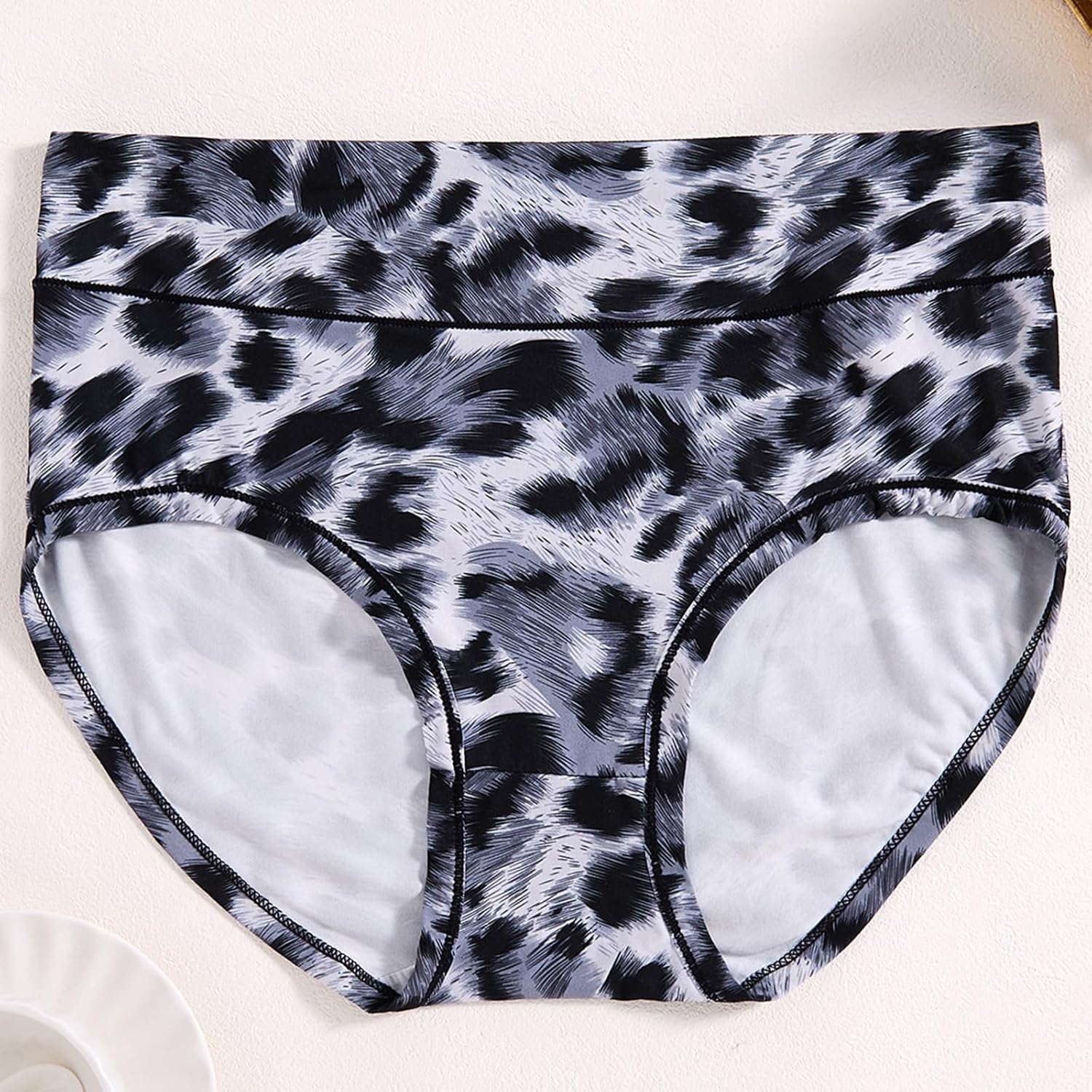 Women's Underwear Plus Size XL-5XL Leopard Print Panties Ladies Briefs Mid High Waisted Unides for Woman 5 Pack - Image 7