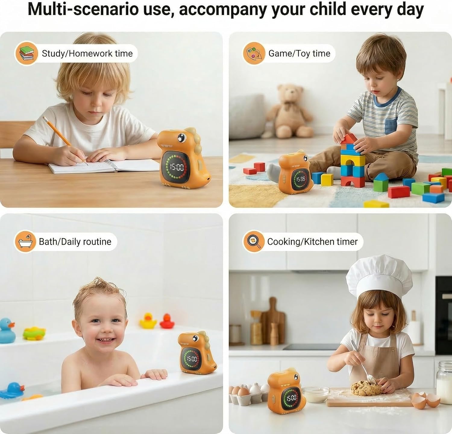 Doli Yearning Visual Timer for Kids, Potty Traning Timer 99 Minute Digital Cute Dinosaur Countdown Timer