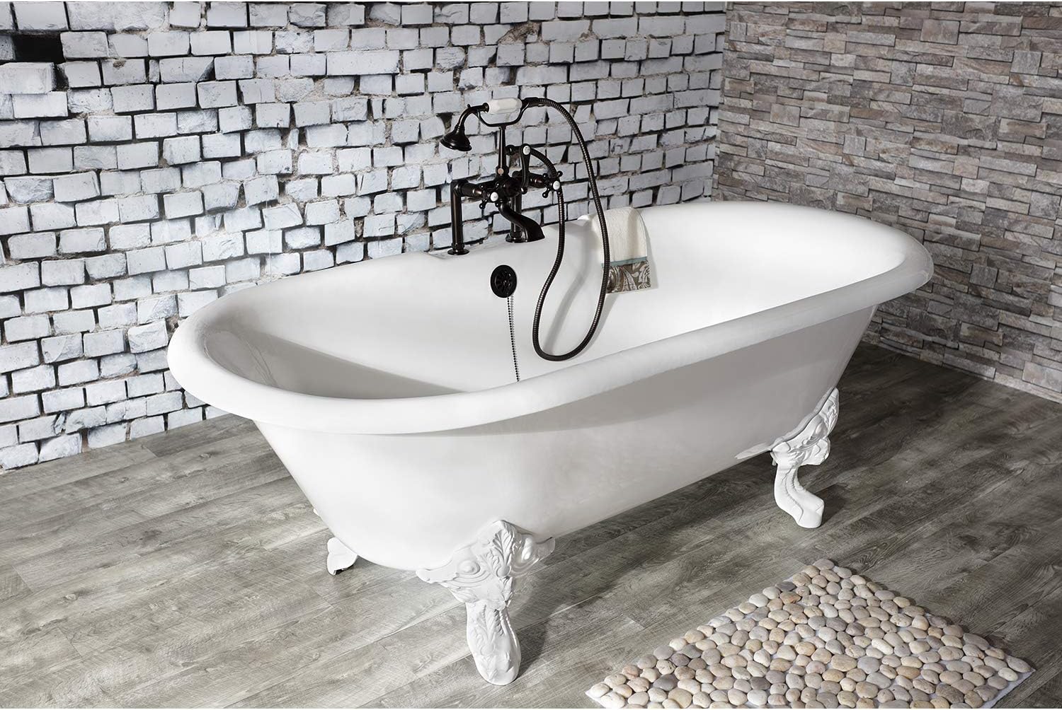 Kingston Brass AE109T5 Auqa Vintage Deck Mount Clawfoot Tub Faucet, Oil Rubbed Bronze