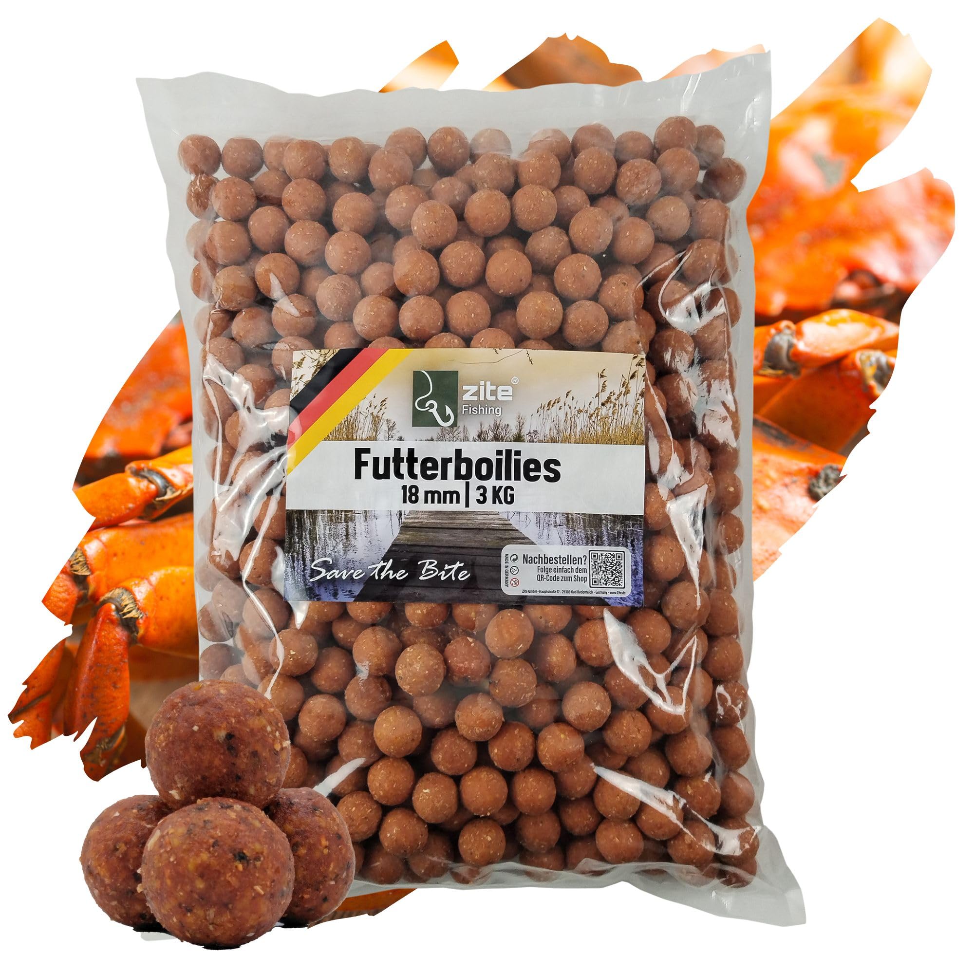 Zite Fishing Futter-Boilies Karpfen-Angeln - 3kg Karpfen-Köder 18mm zum Anfüttern - Verschiedene Aromen von Tutti Frutti bis Vanille, Angelfutter, Bolis Karpfen Boilies, Karpfenfutter