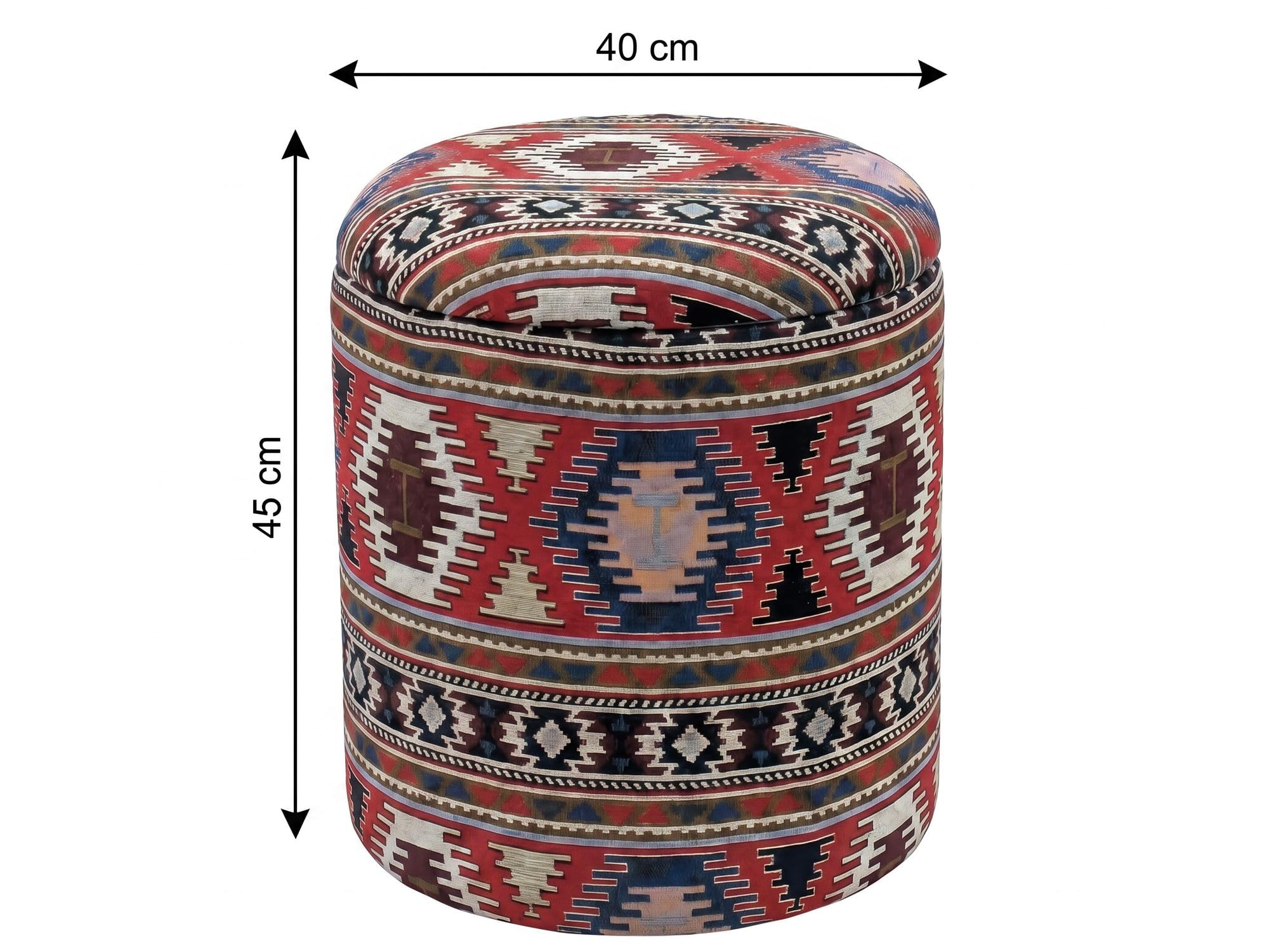 WOHNLING Pufa ze Schowkiem Ø 40 cm Wełna, Pufa Okrągła