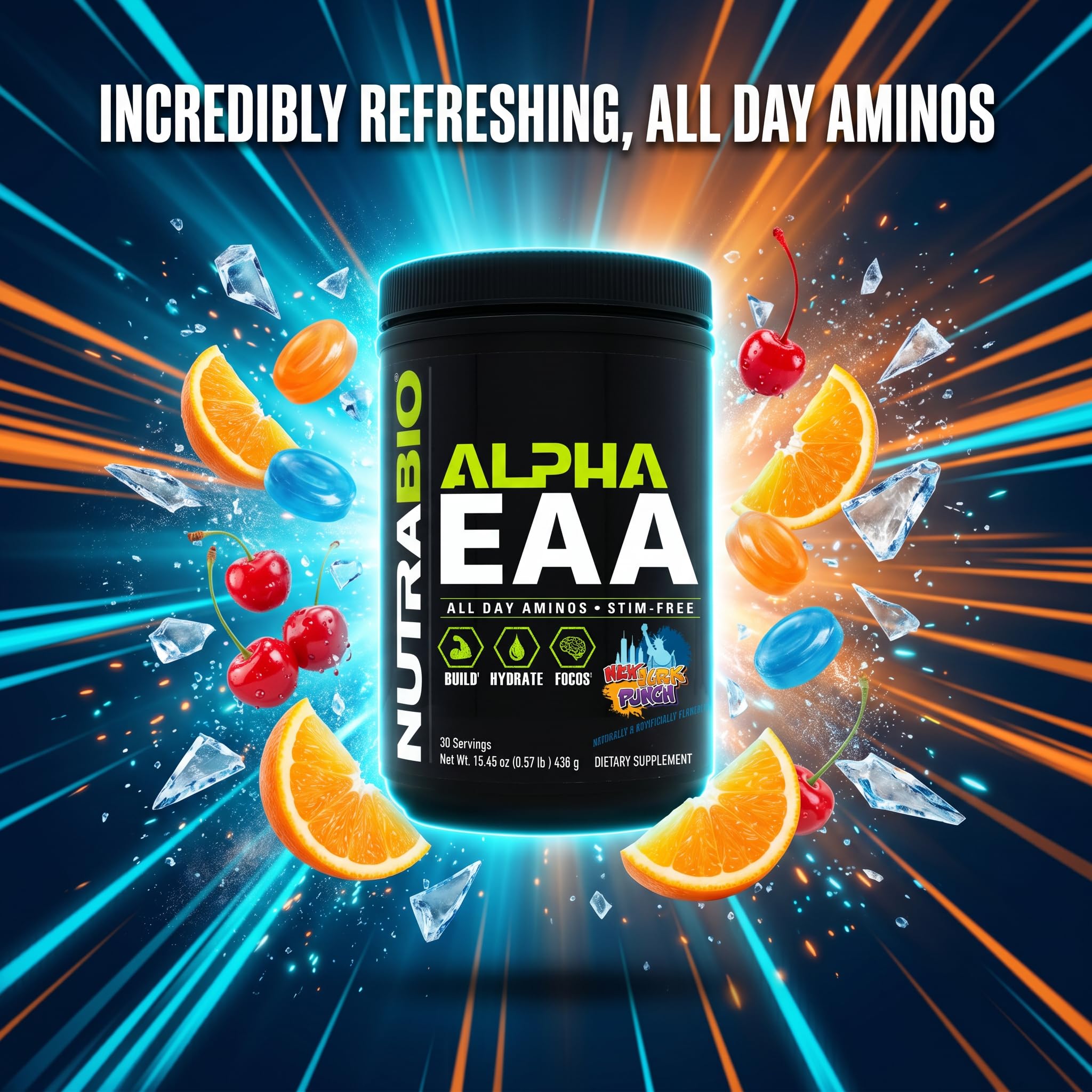 NutraBio Alpha EAA - All-Day Amino Acids for Muscle Growth and Hydration - Essential Amino Acids with Nootropics & Adaptogens- Full Spectrum EAA BCAA Powder - 30 Servings - New York Punch — Amazon image 4