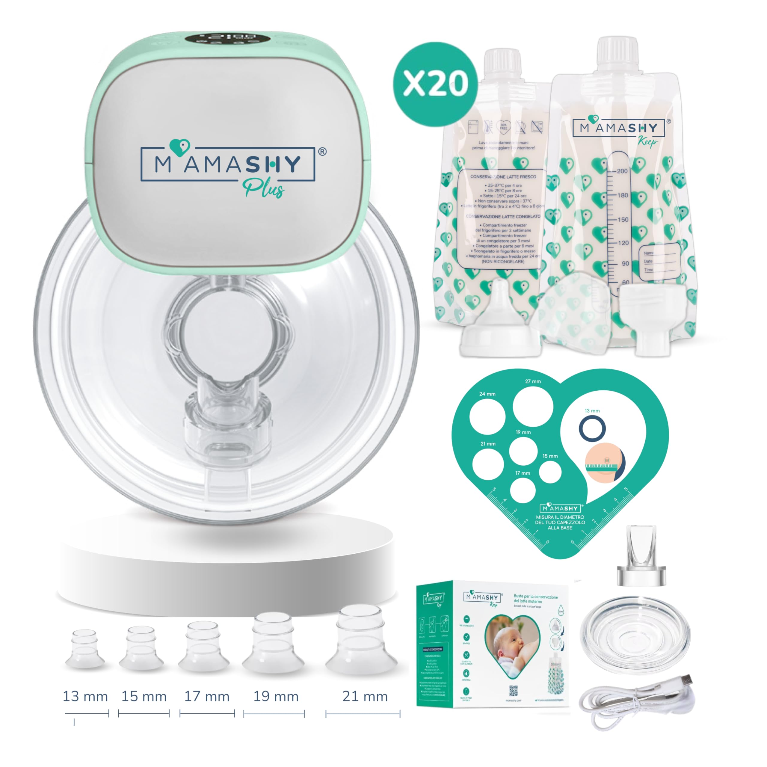 MAMASHY Plus START – Tiralatte Elettrico Indossabile per Allattamento