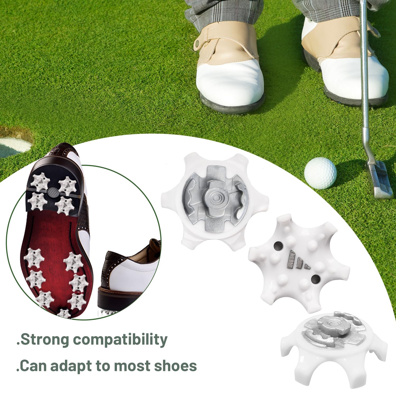 16 Tacos para Zapatos de Golf, Clavos para Zapatos de Golf, Clavos de críquet, Tacos roscados, Accesorios para Zapatos de Golf, Regalo para golfistas (Blanco)