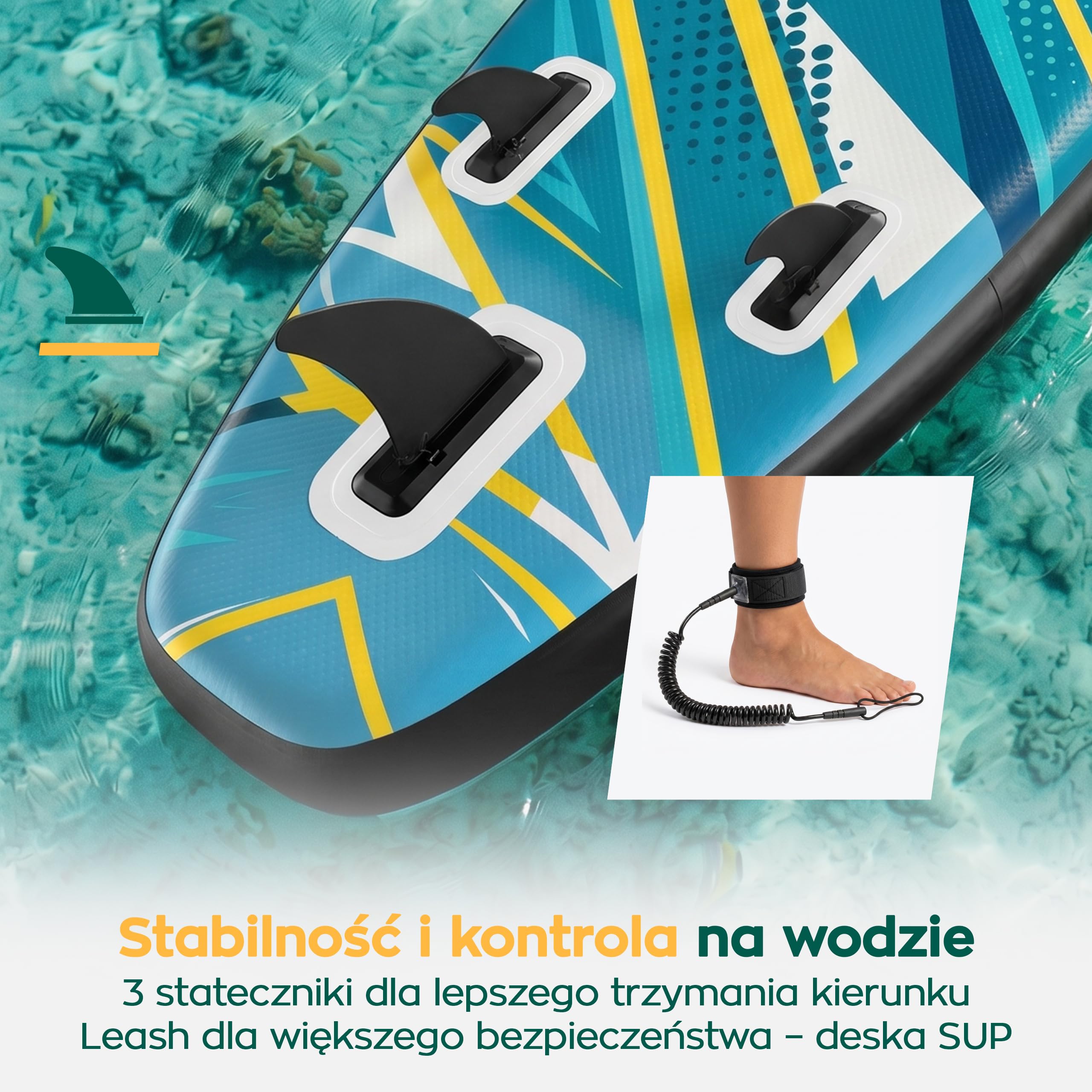 Athler Zander 350 Stand up Paddling Board - deska SUP do 180 kg - kompletny zestaw z siedziskiem kajakowym i wiosłem 2 w 1 - 350 x 80 cm
