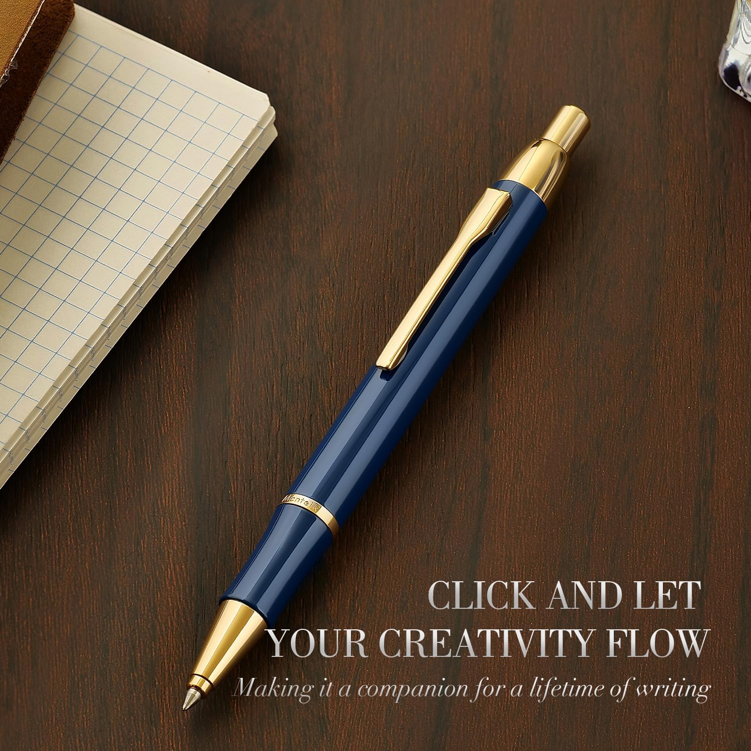 Blue Gel Pen With 24K Gold Finish, Fine lacquer work, Fancy Gift Set for Men & Women, Black Refill, Ideal Office Supplies, Professional, Writing, Executive,Office, Nice Retractable Pens - Image 7