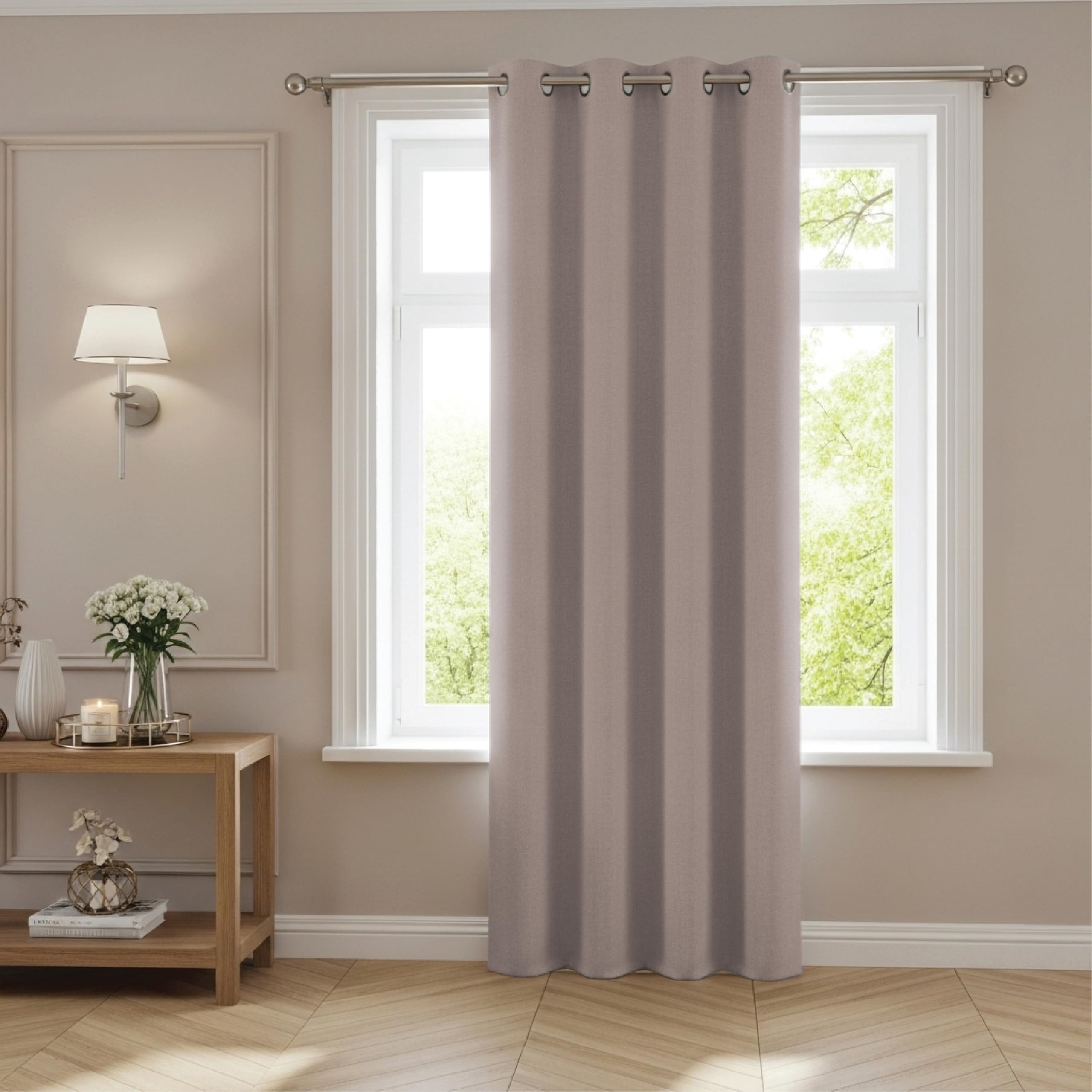 funky gadgets Blackout Curtains for Bedroom 54 Inch Drop Thermal Insulated Eyelet Curtains & Drapes Black Out Curtain for Kitchen, Living Room 1 Panel (66x54 Inch Light Grey) — image 1