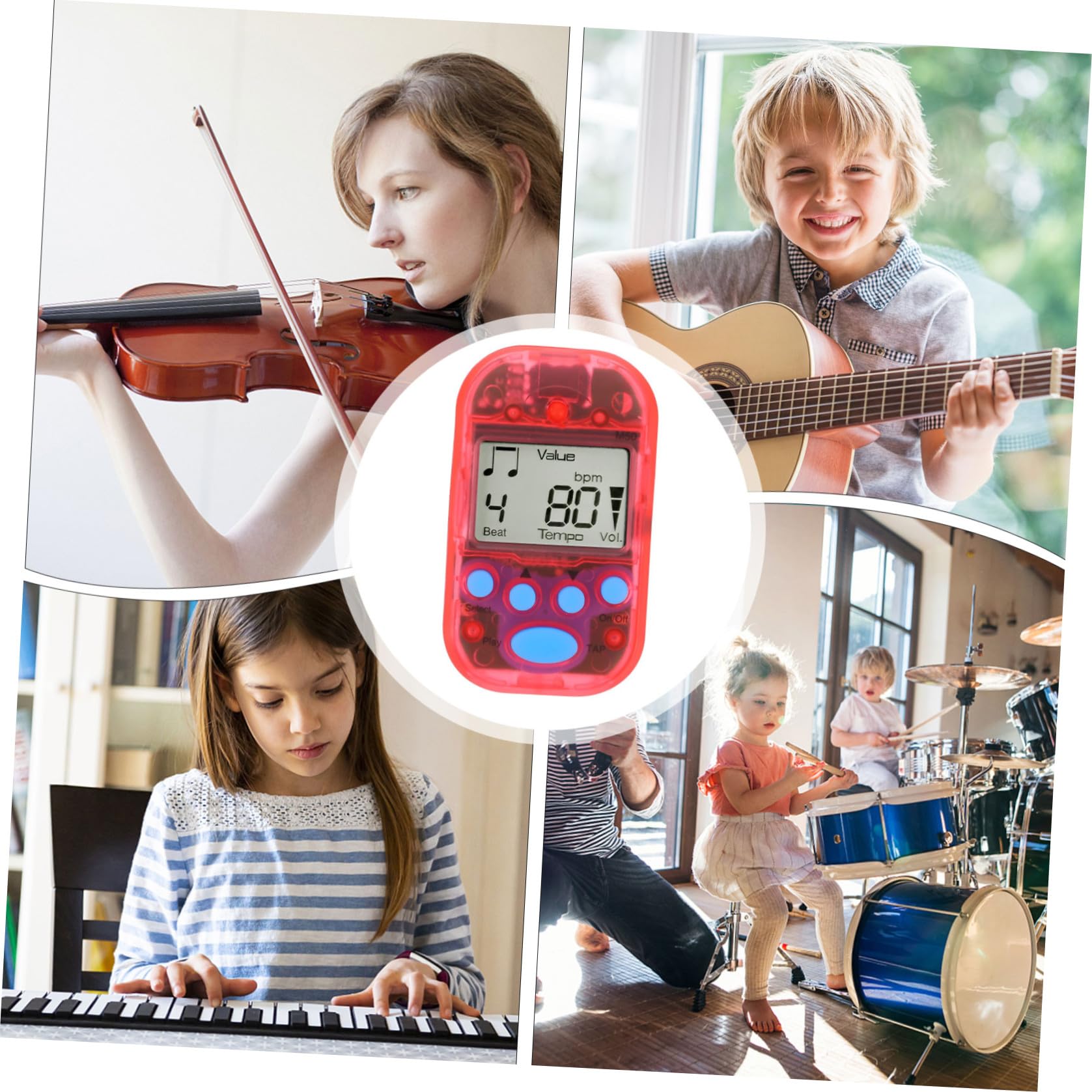 TOYANDONA 5kawałki Mini Elektroniczny Metronom Przenośny Muzyczny Instrument Do Gitary Fortepianu Skrzypiec Do Ćwiczeń Lekki i Łatwy Użyciu Transparentny