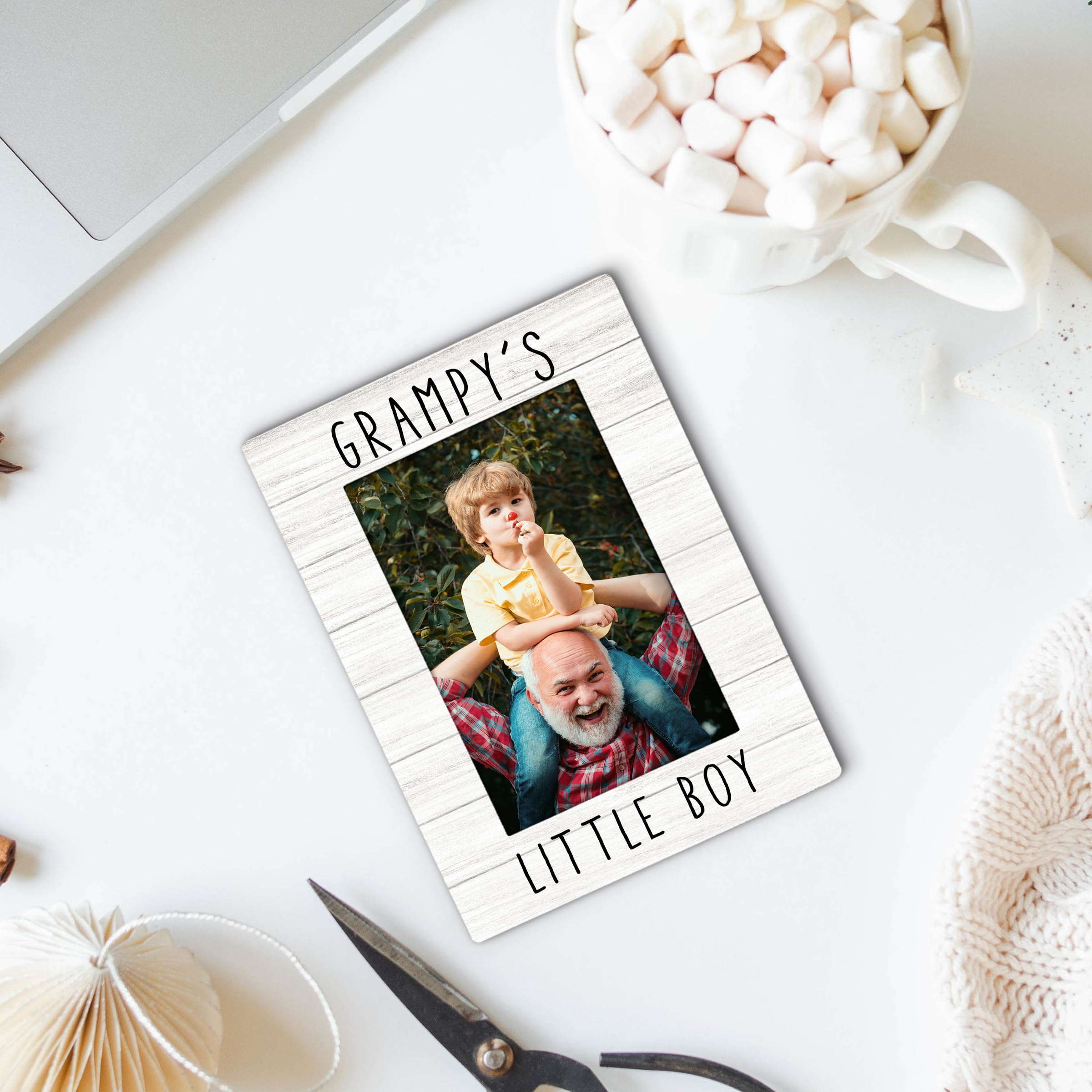 Grampy Gifts Picture Frame 4x6, Grampy Wooden Picture Frame, Christmas Fathers Day Birthday Gifts for Grampys from Grandson, Grampy's Little Boy Decorative Photo Frames for Table Desk Decor