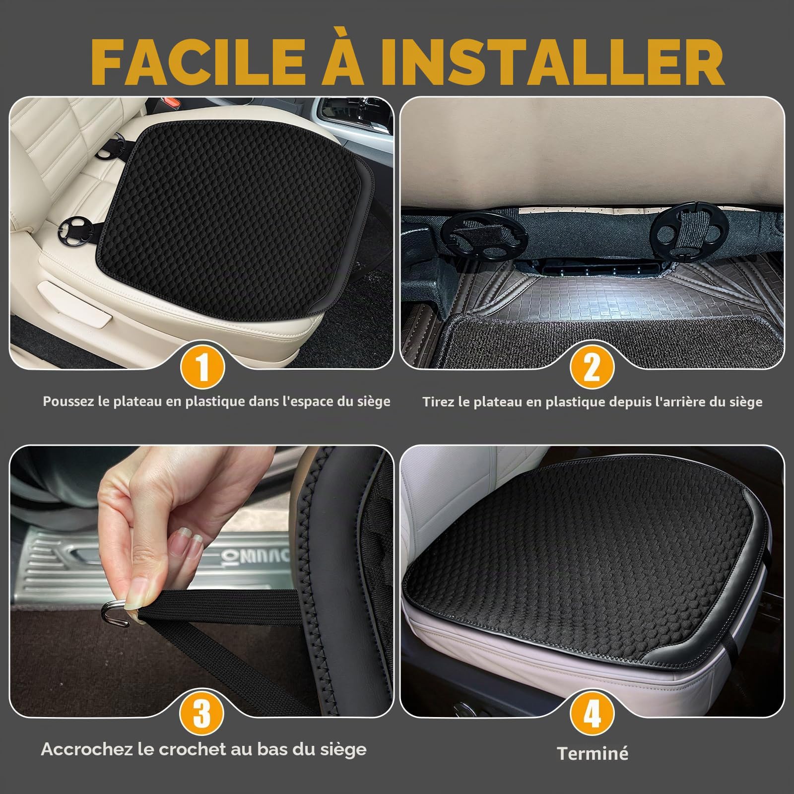 XCBYT Coussin Avant Voiture 2 Pièces, Super Respirant, Protection Siège Antidérapante, Housse Universelle, Doux et Confortable