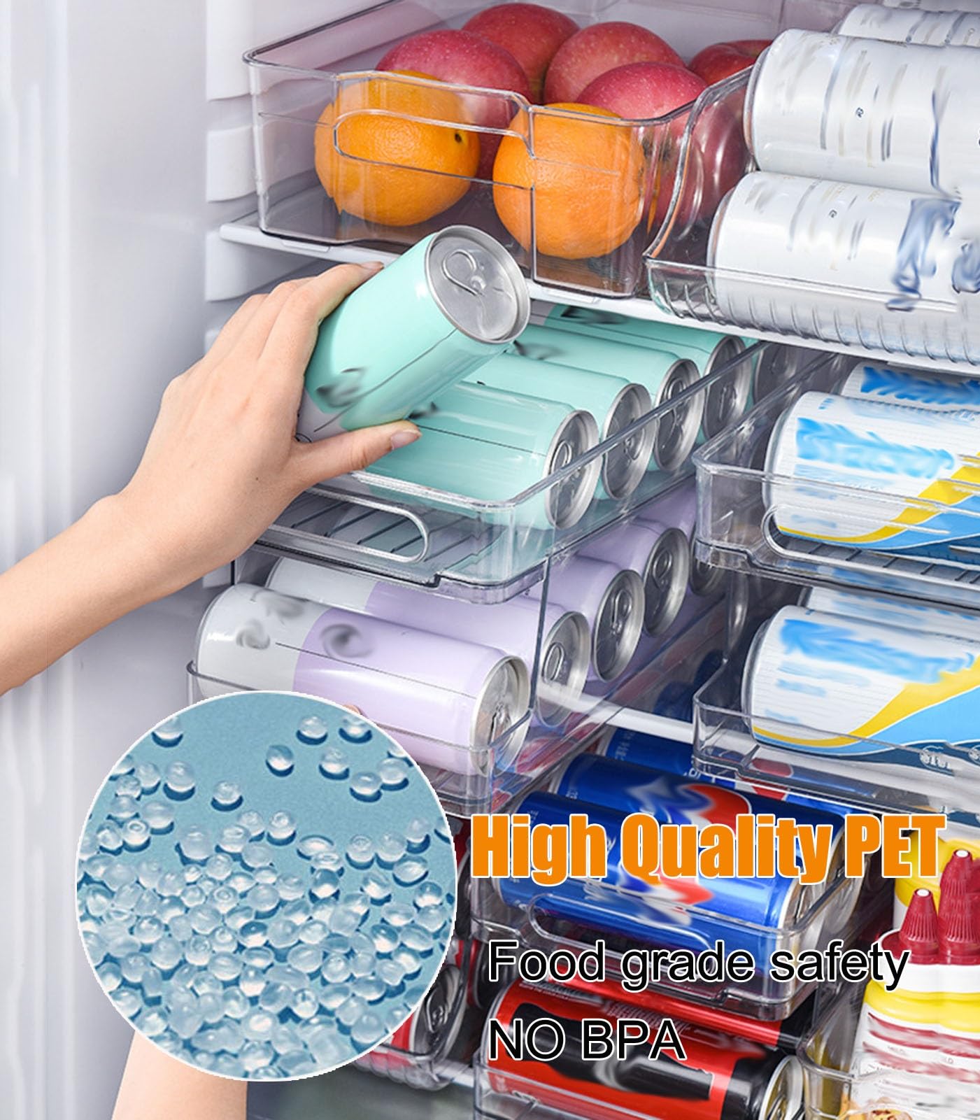 Kühlschrank Organizer Dosen 2-stöckiger Getränkedosen-Organizer Für Kühlschrank, Automatisch Rollender Getränke-Organizer Für Kühlschrank, Getränke-Speisekammer, Kühlschrankregal