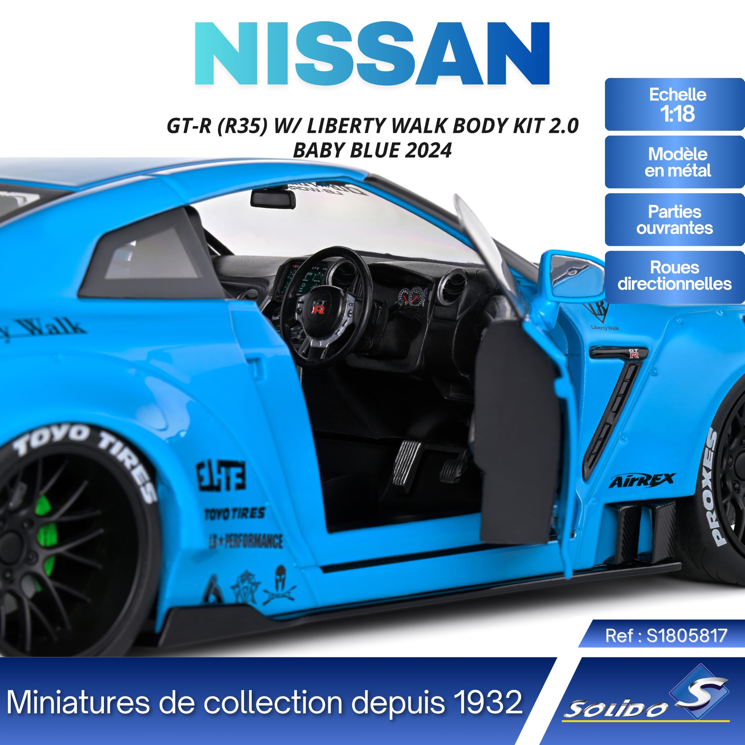Amazon.com: Solido 1:18 Diecast Model Nissan GT-R (R35) Liberty