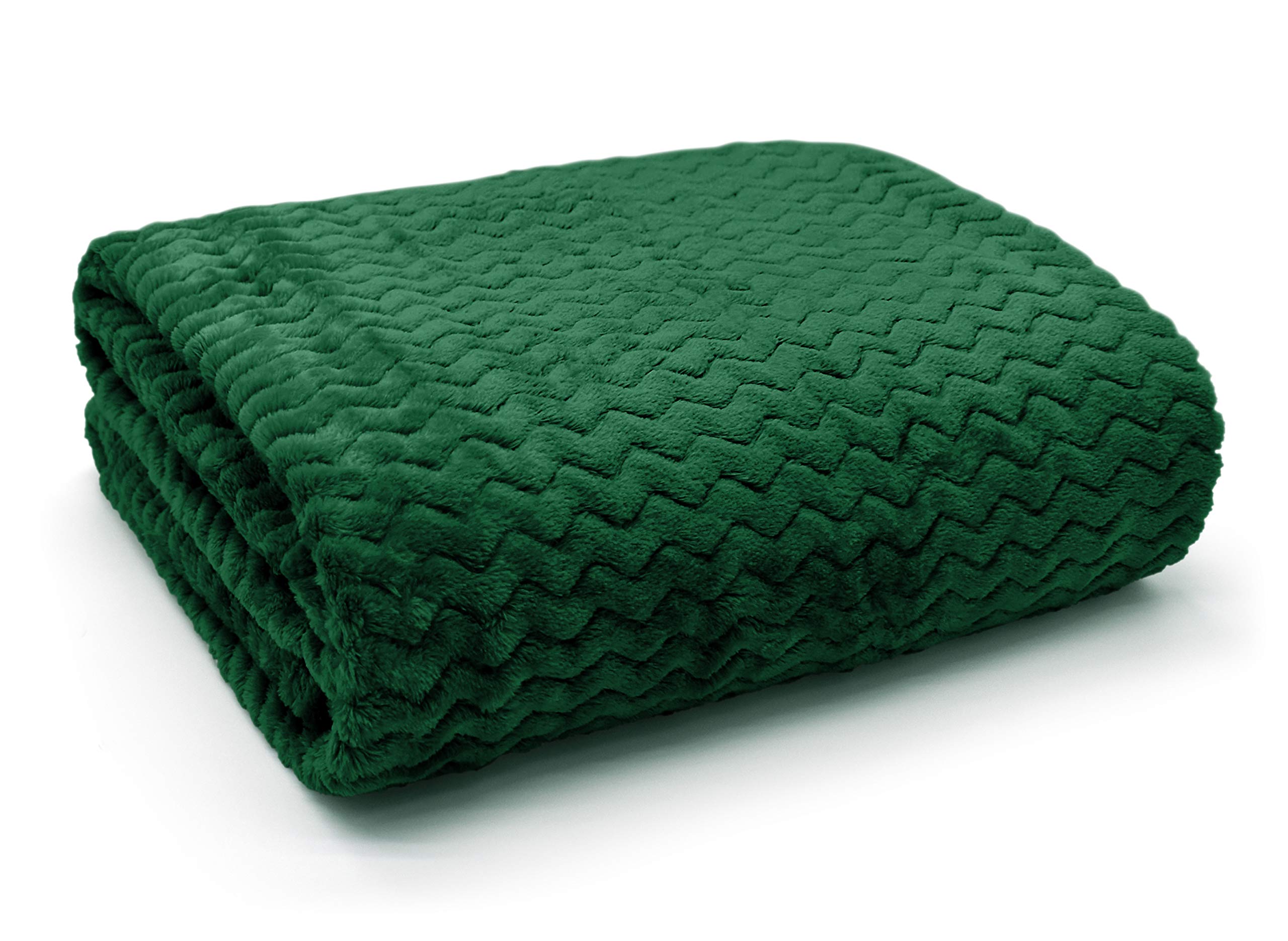 Velosso Super Soft Throw Blanket Flannel Sofa Throw Teddy Soft Plain Blanket 127x152cm 3D Chevron Pattern all seasons blanket (Emerald)