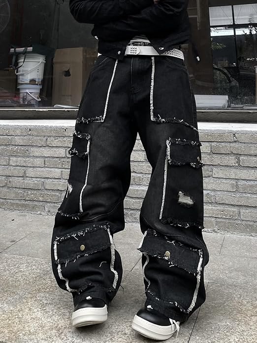 Amazon.com: DFGIGT Mens Goth Baggy Cargo Jeans with Pockets