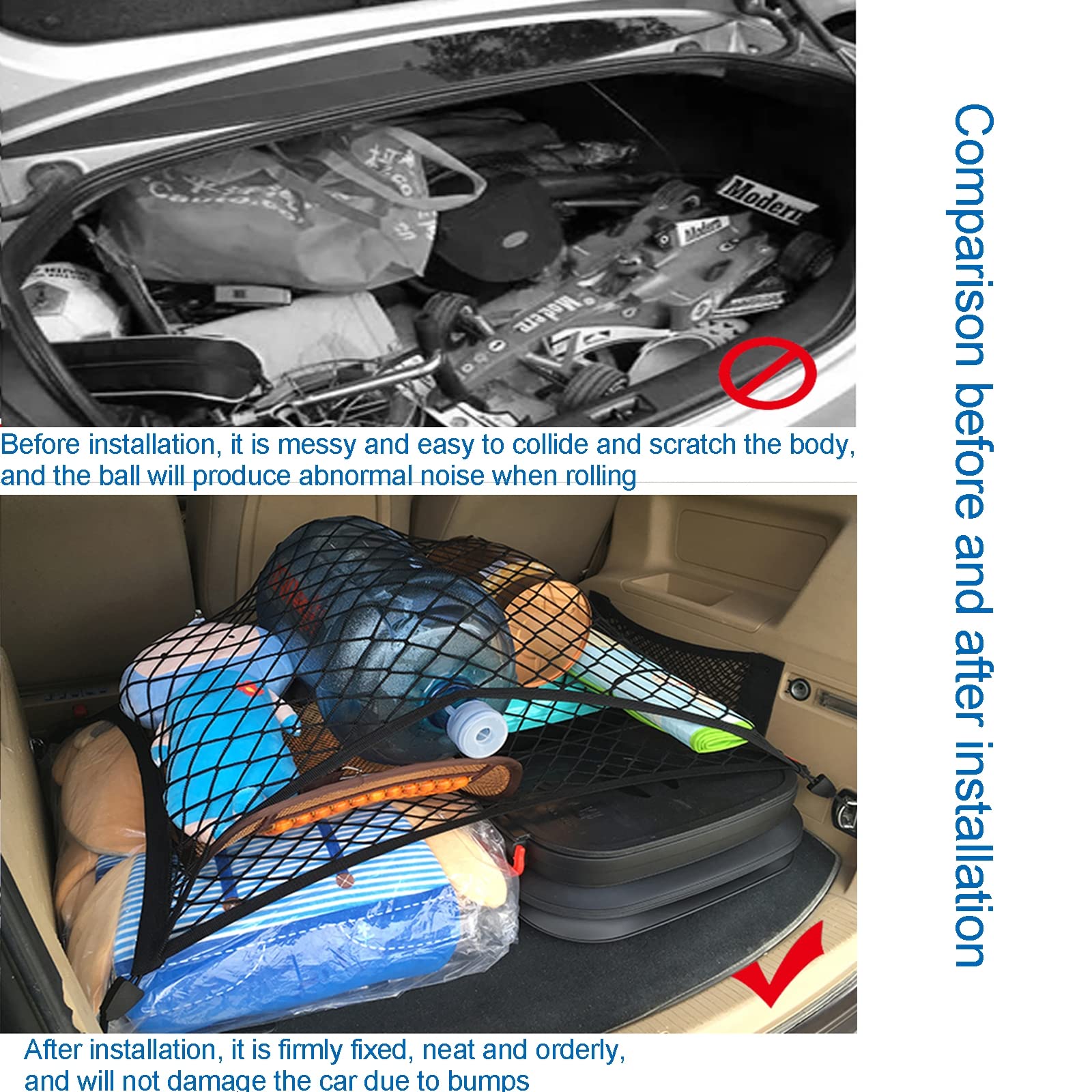 Filet de chargement pour VUS, Jeep, camion – 50 x 80 cm – En nylon style enveloppe pour une organisation sécurisée, robuste