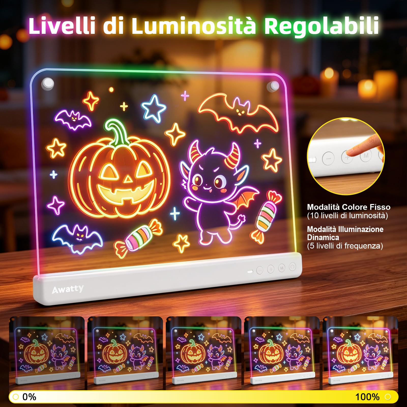 Awatty Lavagna da Disegno a LED, Giocattoli Regalo Bambini Bambine (Bianca)