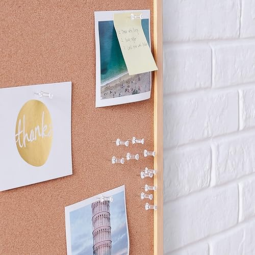 Miniatura 4 de Tienda Basics Pasadores de empuje cabeza de plástico transparente punta de acero paquete de 100