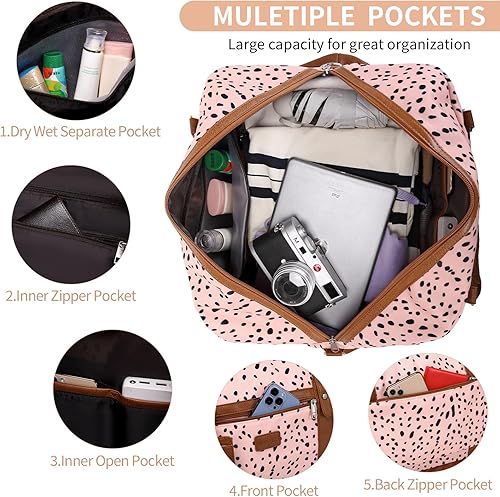 Miniatura 4 de Wogarl Bolsas de fin de semana para mujer, bolsa de lona grande para la noche, bolsas de viaje