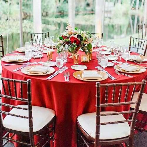 Miniatura 102 de Paquete de 4 manteles redondos blancos de 120 pulgadas – Mantel circular de poliéster para mesa redonda, resistente a las manchas y a las arrugas