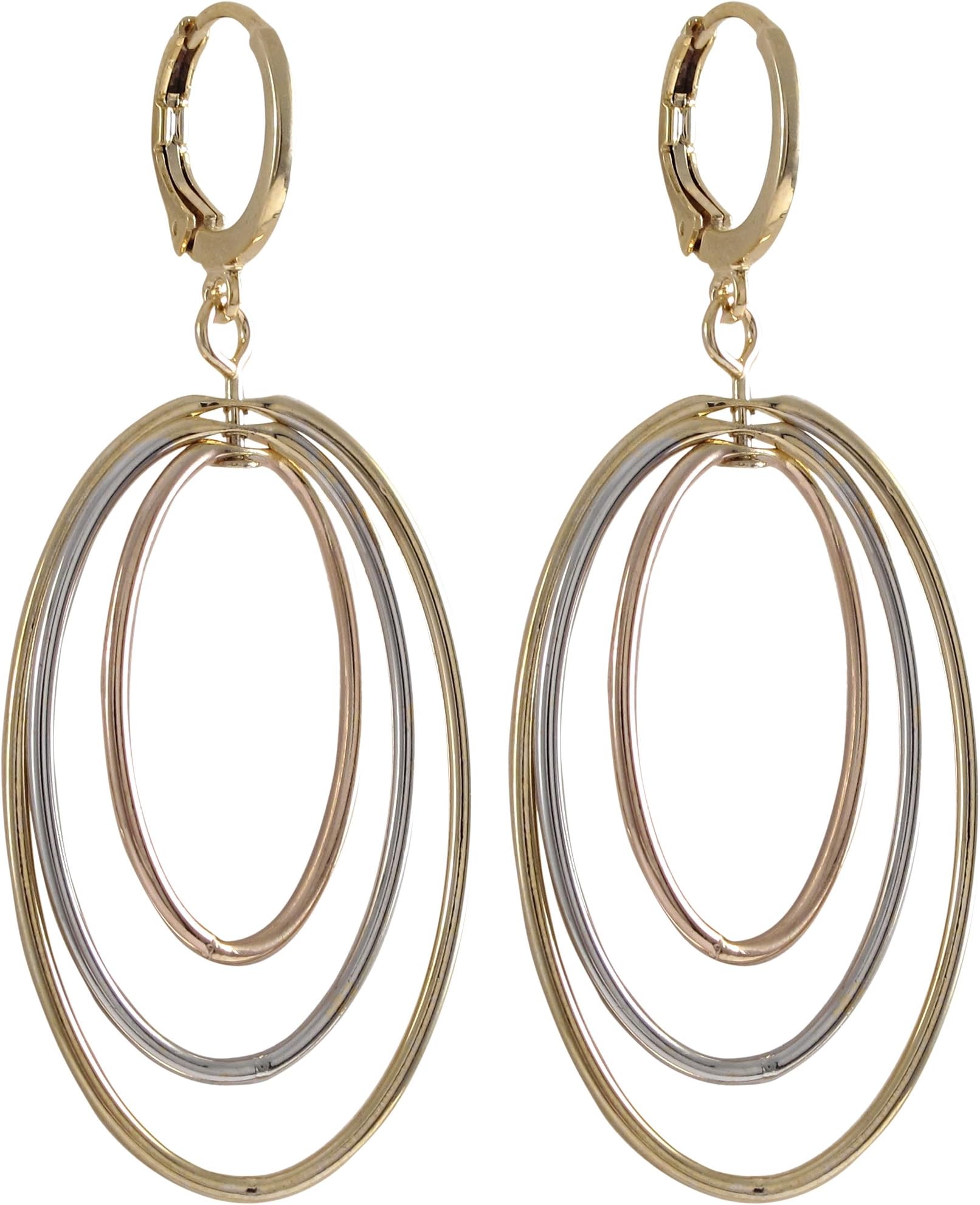 GRACE HARPER Tri Color Floating Three Ovals Hoop Earrings