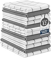 Vista 28 de LANE LINEN Juego de 4 paños de cocina de algodón para secar platos, 18 x 28 pulgadas, absorbentes, de secado rápido, color gris