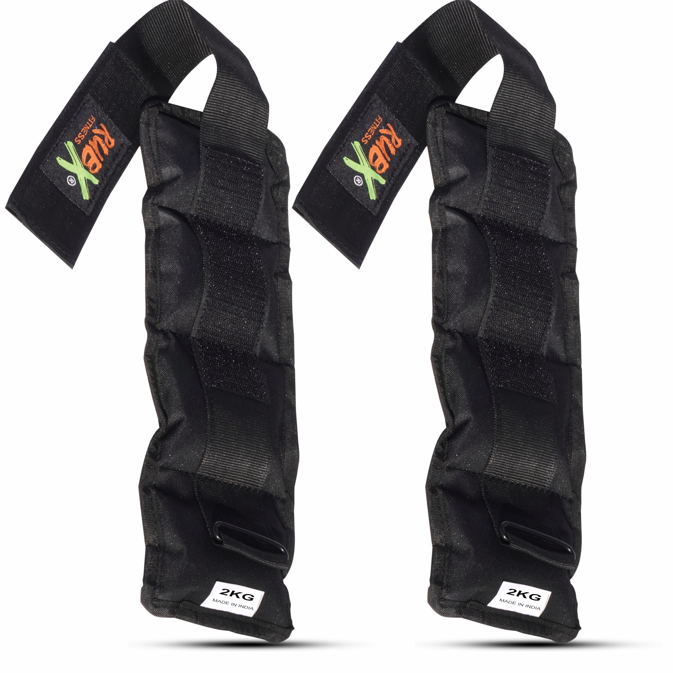 RUBX Ankle Weights 4KG (2KG X 2) Black- Adjustable Strap Weighted Band