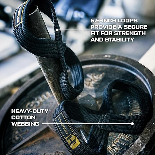 Miniatura 3 de HOSSTILE Figura 8 correas de elevación (par)  Cincha de algodón resistente, diseño antideslizante, ajuste ajustable, para entrenamiento de fuerza,