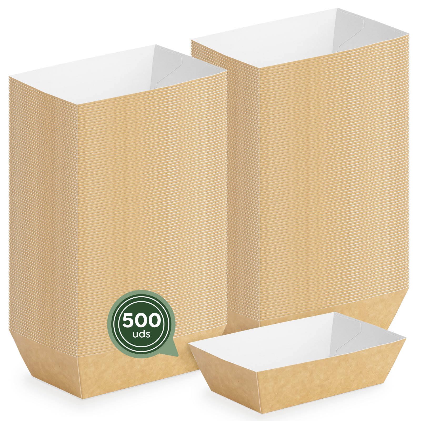 MAXI PRODUCTS - 500 pezzi ciotola in cartone usa e getta - ciotola snack - cibo da asporto - vassoio cartone - pasti caldi e freddi - antipasto monouso -9,5 x 6,5 x 3,5 cm - impilabile
