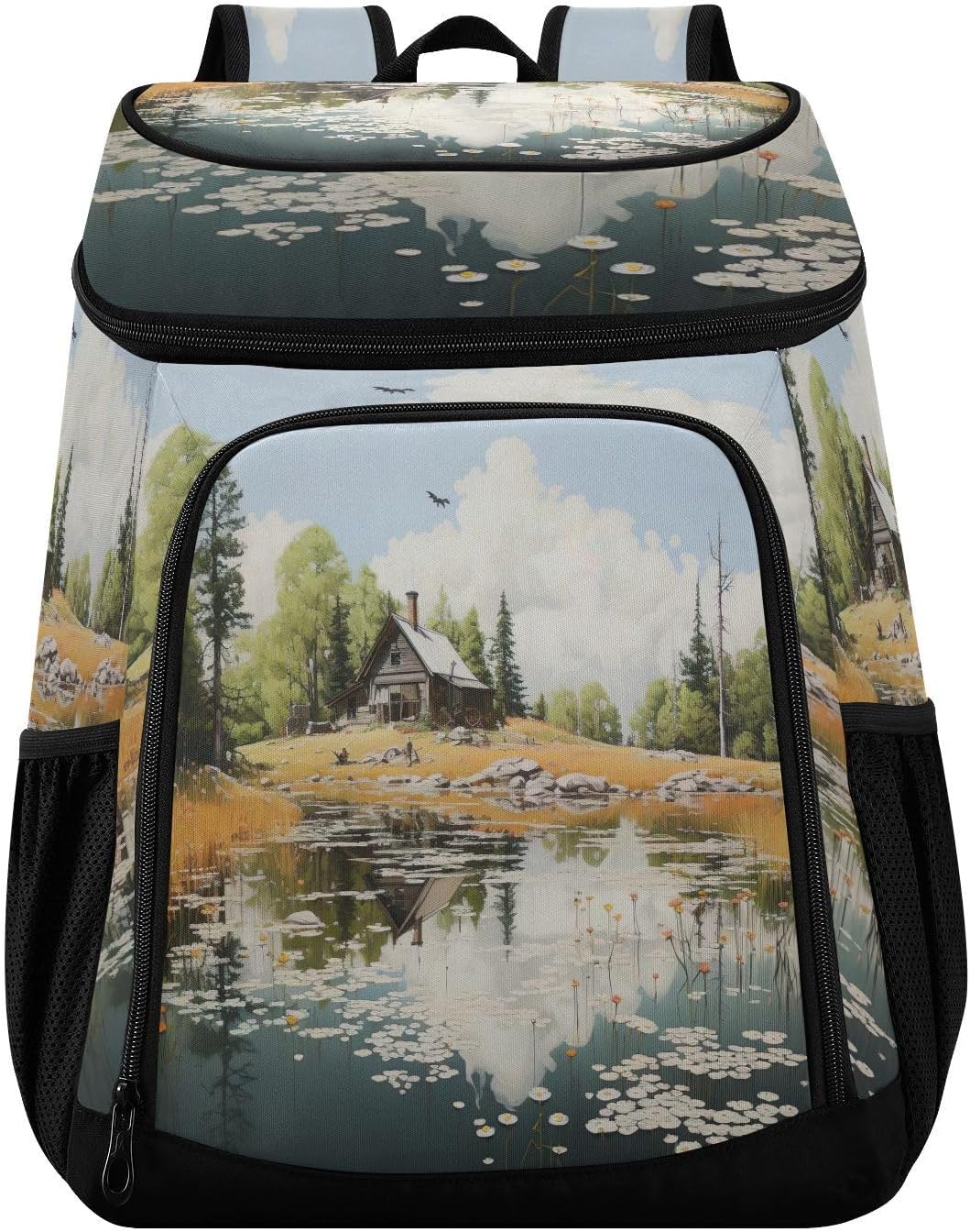 Wooden House Cooler Backpack 36 Cans Leakproof Waterproof Backpack Cooler Bag Beach Accessories Travel Camping Fishing Backpack for Women Men