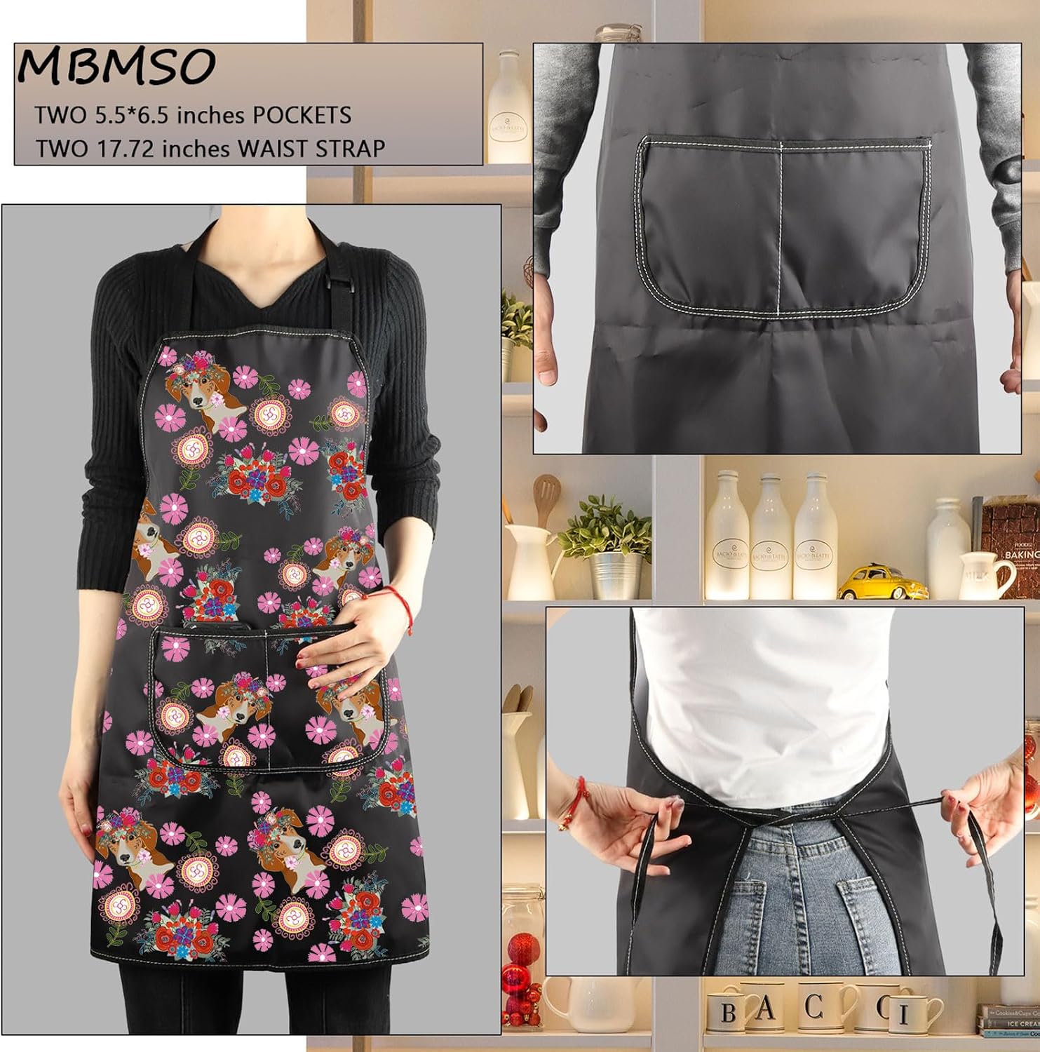 MBMSO Dog Grooming Apron with Pocket - Colorful Dog Lover Gift for Groomer image 3