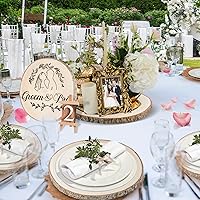 Vista 5 de Rebanadas de madera sin terminar, 8 piezas redondas de madera de 8 a 9 pulgadas, rebanadas de madera para centros de mesa, mesas, manualidades