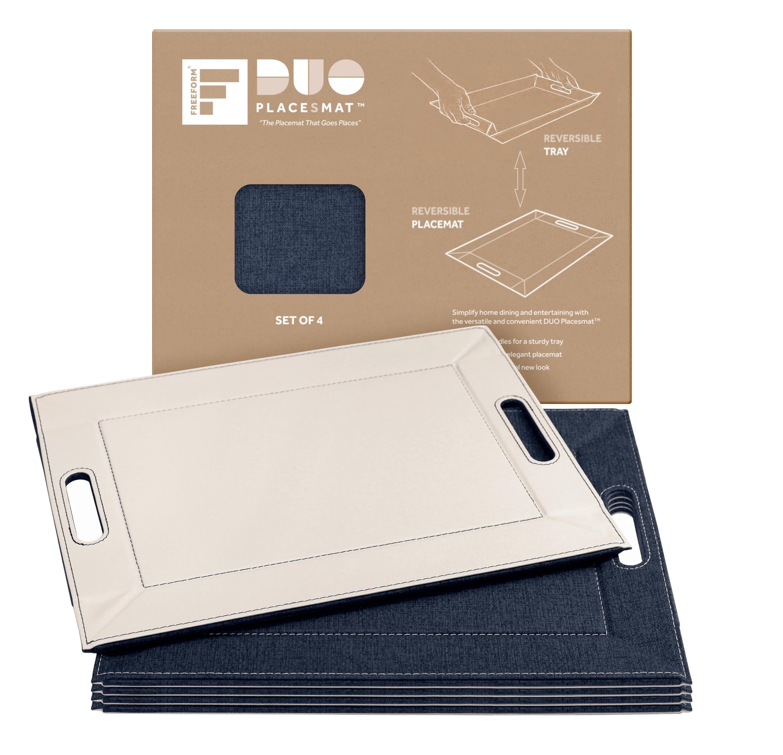 2-in-1 Serving Tray &amp; Placemat | Faux Leather &amp; Reversible