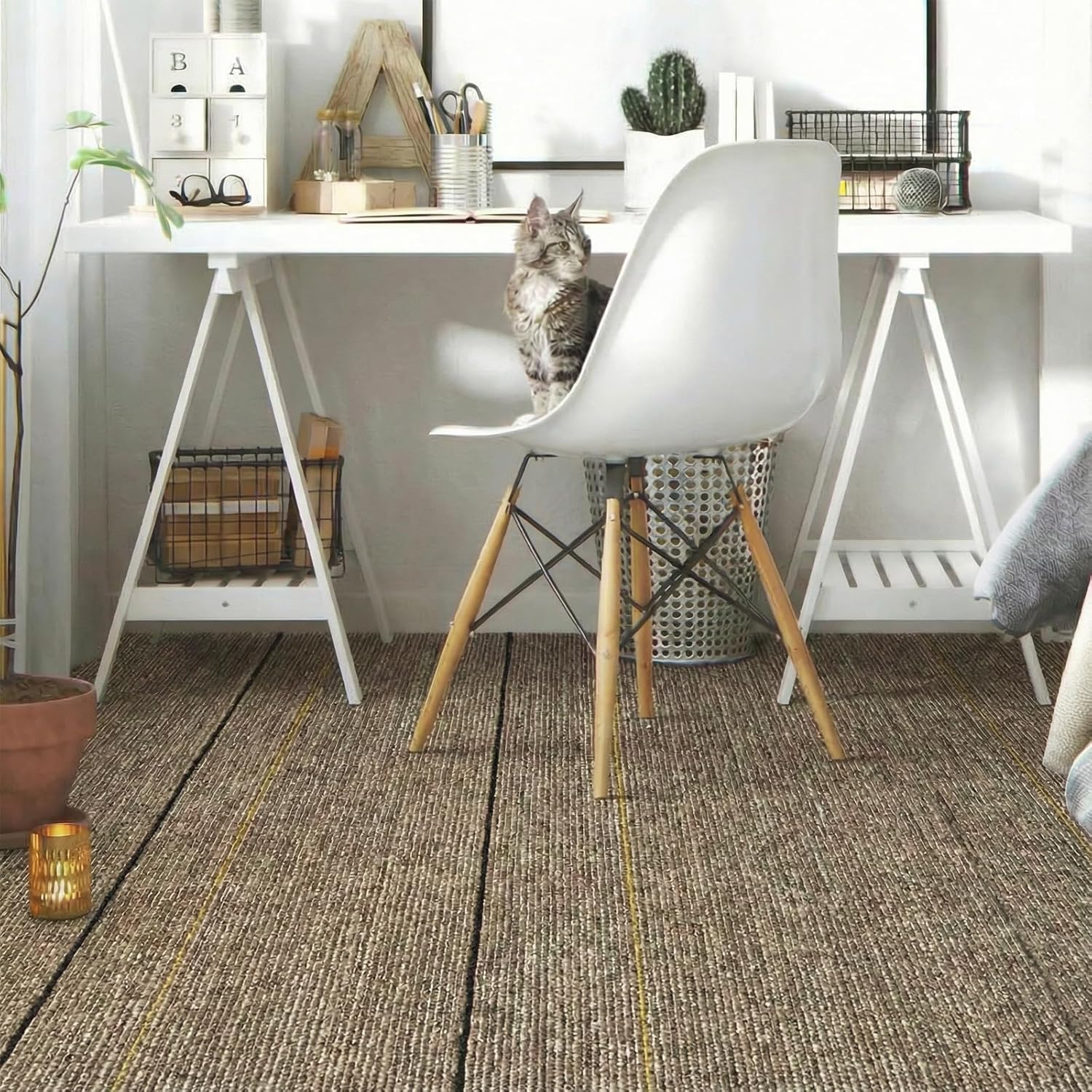 Peel and Stick Carpet Tiles 20x20 Inch, 10-Pack Self-Adhesive Non-Slip Squares for Indoor Outdoor Flooring (26.9 Sq Ft) (PD-05)