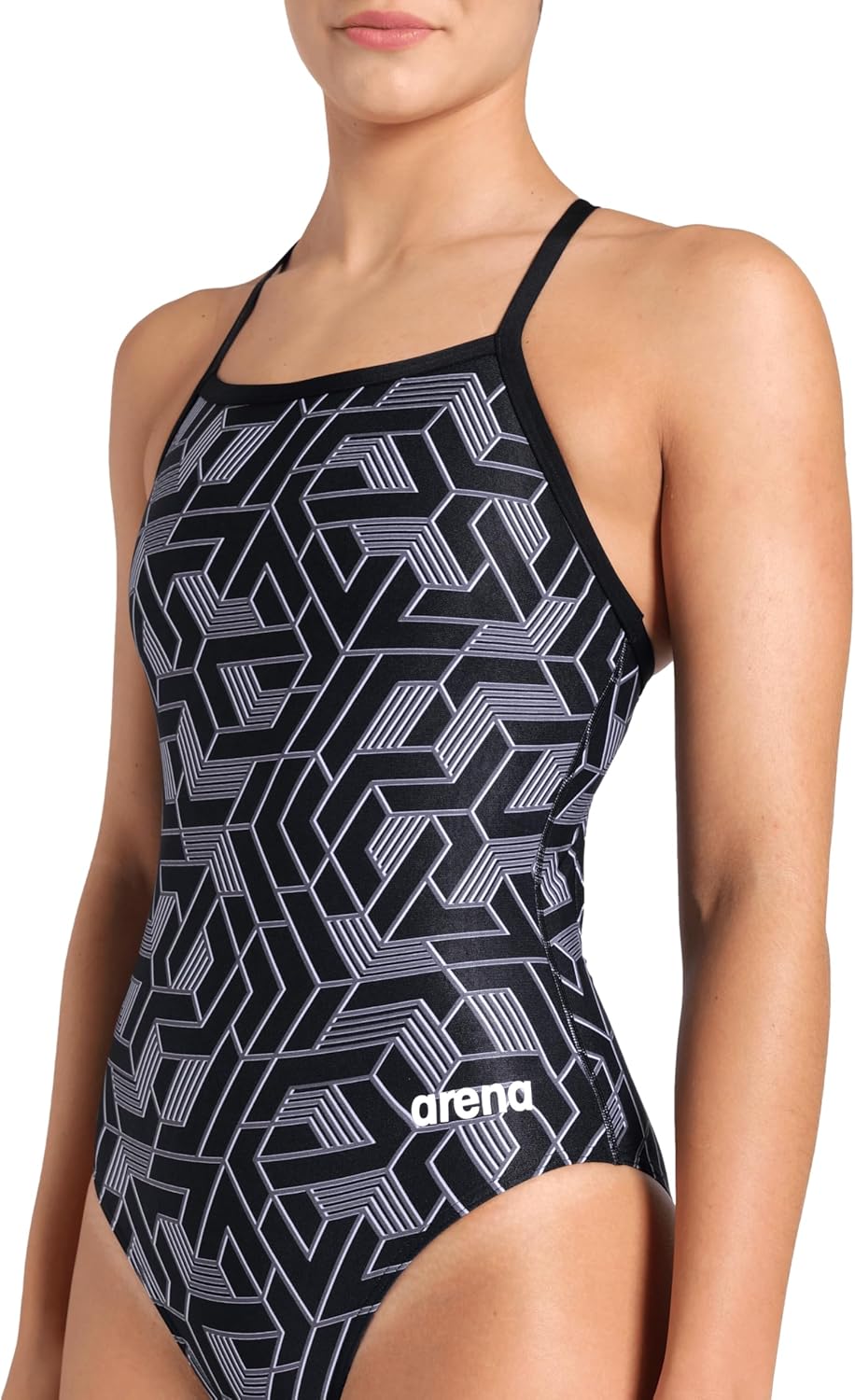 Arena Womens Arena Performance Women's Escape Team Print Light Drop Back Ladies Training Swimsuit - Image 4