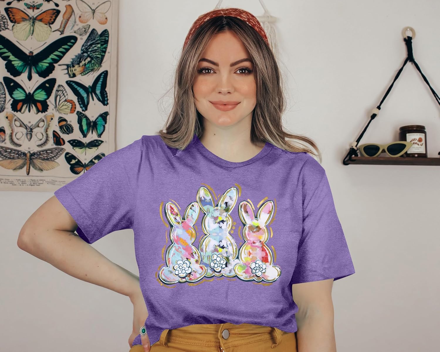 Easter Shirts for Women Rabbit Bunny Eggs T Shirt Happy Easter Day Graphic Short Sleeve Tee Tops - Image 3