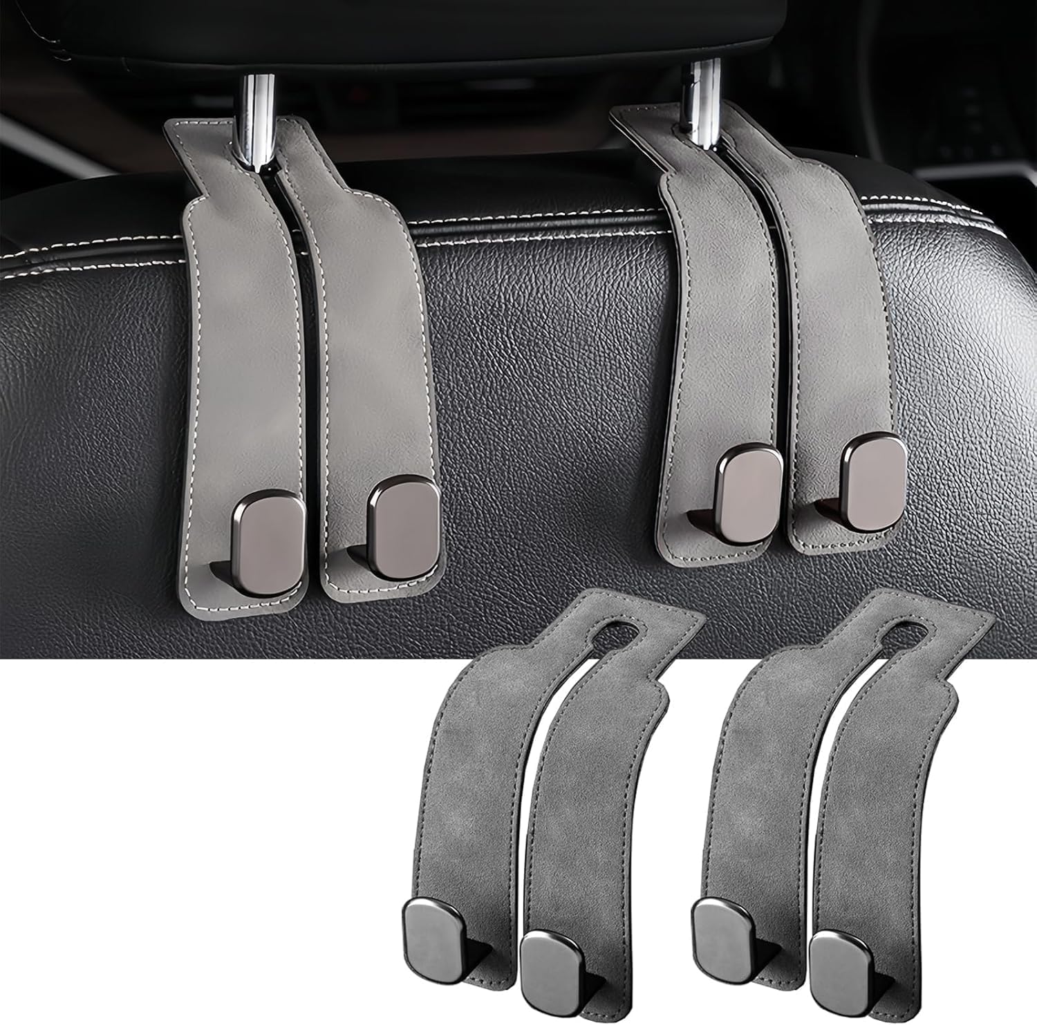 Diane2pcs Car Headrest Hook,Purse Hook for Car Headrest Car Seat Organizer Hooks Auto Seat Hook Hangers Car Inside Accessories for Purse Umbrellas Bags (Grey)