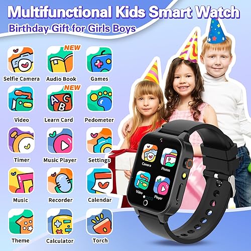 Miniatura 10 de Reloj inteligente para niños con pantalla táctil HD, 26 juegos, cámara, video, reproductor de música, podómetro, regalo educativo para niñas de 6 a