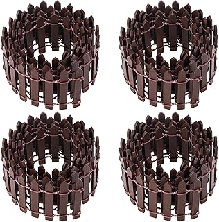 Chinco 4 Pieces 35 Inch Fairy Garden Fence Wood Picket Fence Miniature Garden Ornament for Dollhouse Mini Village Landscape Home Plant Pot DIY Diorama Project