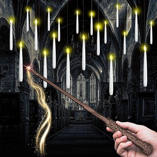 CHLDYCST Schwebende Kerzen mit Zauberstab, LED Flammenlose Hängende Fliegende Kerzen für Kinder Teenager Geburtstagsfeier Weihnachten Hochzeit Party Halloween Dekoration (10 Stück) - 10 Stück