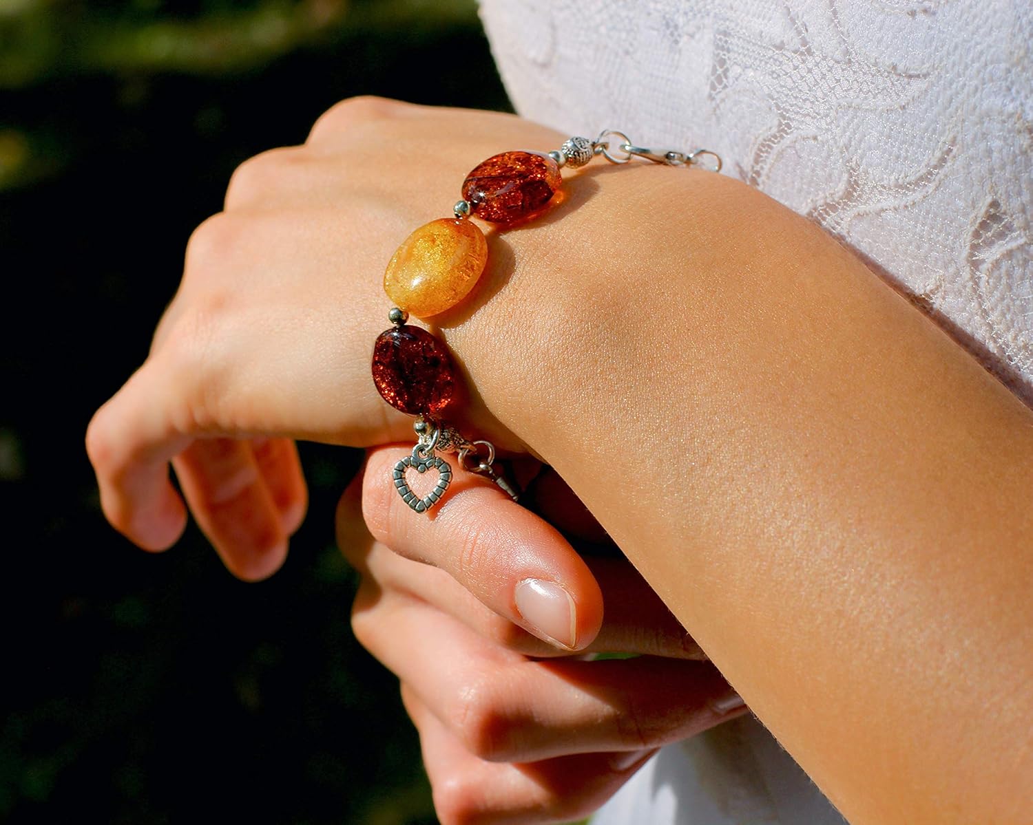Handmade Amber Jewelry made of Baltic Gemstone for Adult, Bracelet with Clasp, wrist size 6.6-7.4 in