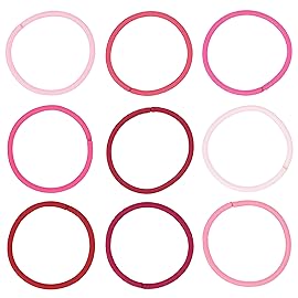 216-Piece Hair Ties, 4mm Hair Elastics Shades Of Pink Colors Value Pack, No Metal Hair Bands for Women, Durable Ponytail Holders For Thick Hair, Curly Hair and All Hair Types